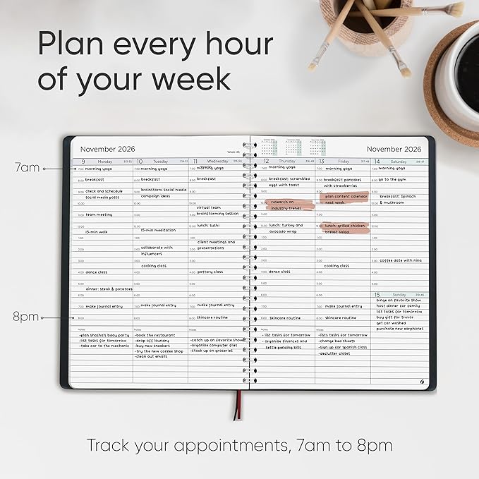 2026 Planner Weekly and Monthly – Hourly Appointment Book 2026 – Softcover, Twin-Wire Binding – Teacher Planner, Simple Design for Productivity - January 2026 to December 2026, 6.5 x 8.5