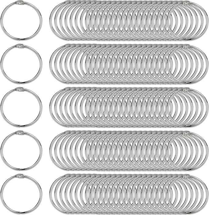 1.5 Inch Loose Leaf Binder Rings (120 Pack), Nickel Plated Small Metal Book Rings for Index Cards, Documents, Keychains, DIY Crafts, Office, School, and Home Supplies (1.5-inch)