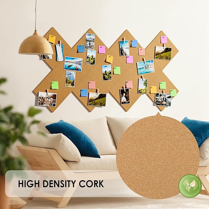 MaxGear Large Cork Board for Wall 36" x 24", 6 Pack Cork Board Tiles with 20 Pushpins & Safe Removable Adhesive Tabs, 12" x 12" Corkboards for Office, School & Home