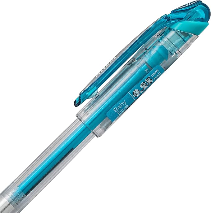 Pentel Arts Slicci 0.25 mm Extra Fine Gel Pen, Baby Blue Ink, Box of 12 (BG202-S2)