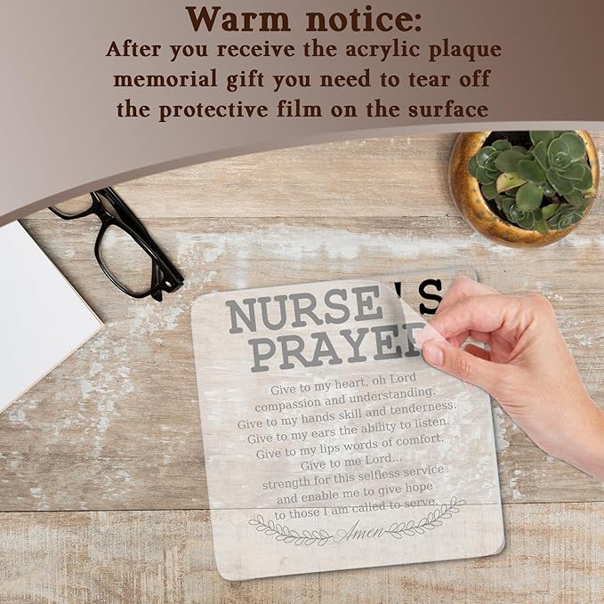 Inspirational Nurse Gifts for Nurse, Nurse's Prayer Acrylic Decorative Sign, Nursing Graduation, Nurses Gifts Ideas for Nurses Home Office Decor