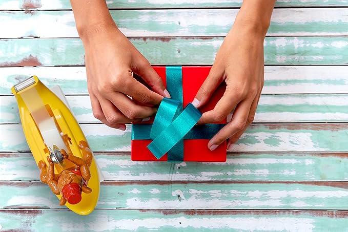 Amazeko Clapping Monkey Tape Dispenser with Cymbals, Fun Animal Desk Decor, 1 in Core, Non-Slip Weighted Banana