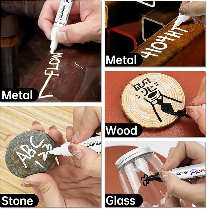 Light Green Permanent Paint Pens - 2 Pack Oil Based Paint Markers, Pens For Rock Painting Car Tyre Metal, Plastic, Canvas, Mugs, Wood, Glass, Quick Drying and Waterproof, Medium Point