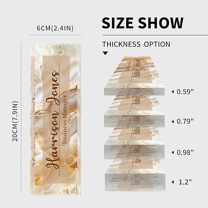 Personalized Name Plate for Desks, Custom Desk Name Plates, Acrylic Name Plate Office Desk Accessories, Personalized Office Gifts for Coworkers Teachers, Employee Appreciation Gifts (B-Gold Flowing)