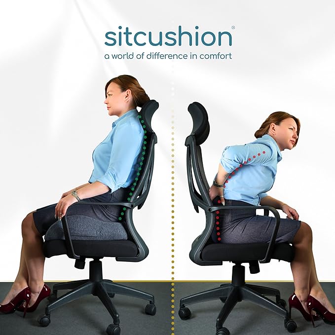 Extra Large Memory Foam Seat Cushions for Office Chairs, Pressure Relief Seat Cushion for Tailbone Pain Relief, Sciatica & Back Pain, Ergonomic Office Chair Cushion for Long Sitting & Driving (Black)