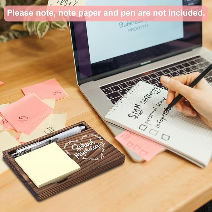 School Psychologist Gifts, School Psychologist Appreciation Gifts, Thank You Gifts, Sticky Note Holder, Post-it Note Dispenser for Desk, Wooden Post-it Note & Pen Holder 6.5" x 4.7" - FTA109