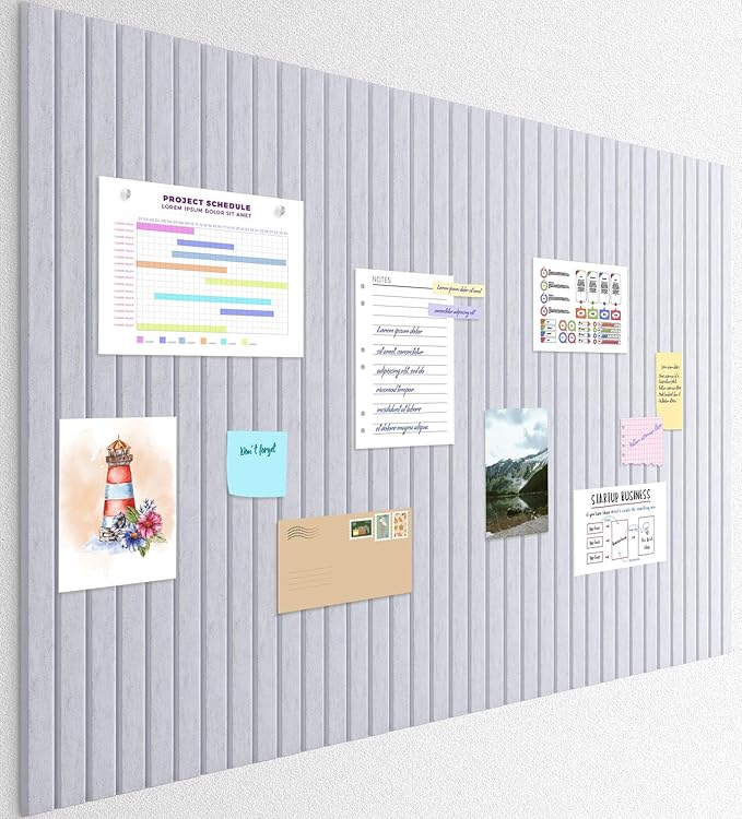 Smarpau Large Cork Board 48"x36", 12 Pack Bulletin Board for Walls, Felt Bulletin Boards Wall Paneling Pin Board Tack Board, Felt Wall Tiles for Office Classroom Decor