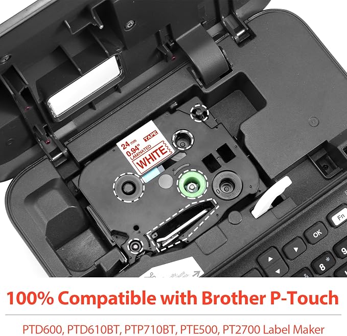 Label KINGDOM 24mm Red on White Label Tape Replacement for Brother P-Touch TZe-252 TZe252 1 Inch TZe Tape 24mm 0.94 Compatible with Brother P Touch Label Maker PTD600 PTD600VP PTP700 PT2730, 3-Pack