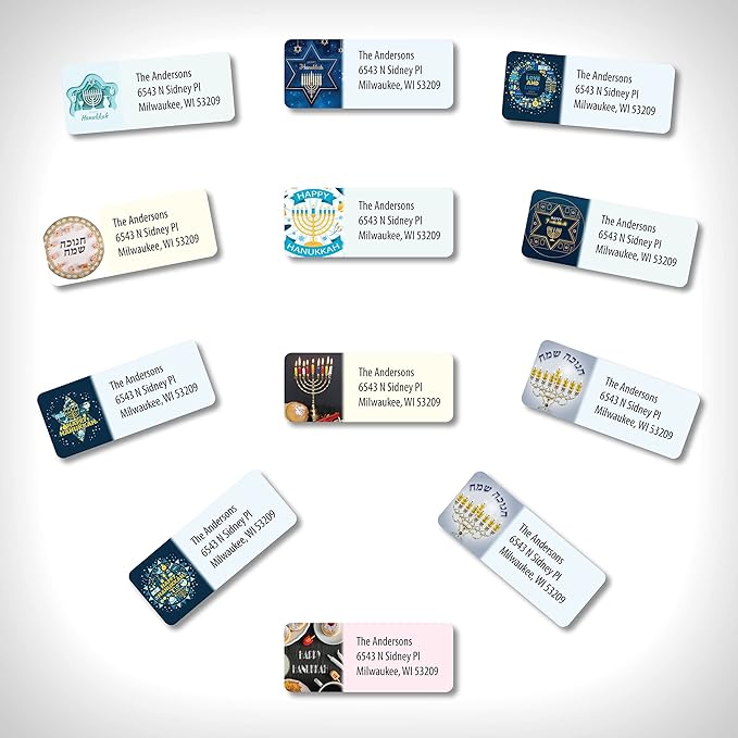 Customized Personalized Address Labels - Made in The USA by Kenco (500 Labels, Hannukah)
