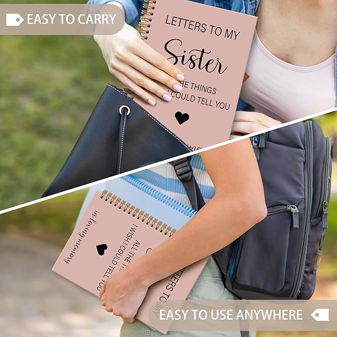 OINDADE Loss of Sister Sympathy Gifts Grief Notebook Journal, Letters to My Sister in Heaven Journal, Memorial Notebooks Gifts for Loss of SisterWomen, In Loving Memory Sympathy Gifts, 6x8.2In