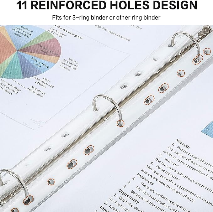 Sheet Protectors, PANDRI 900 Pack Clear Heavy Duty Plastic Page Protectors Sheet Reinforced 11-Hole Fit for 3 Ring Binder Fits Standard 8.5 x 11 Paper, 9.25 x 11.25 Top Loaded, Excluding Acid