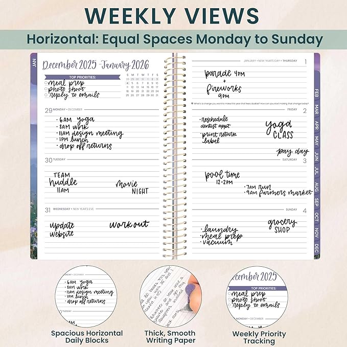 bloom daily planners 2026 Planner (January - December) Calendar Year Organizer - 5.5” x 8.25” - Weekly & Monthly Agenda Book with Stickers & Bookmark - Mystical Mountains