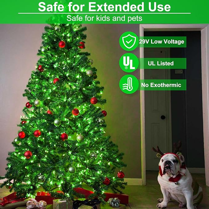 100FT 300 LED Christmas Lights Outdoor, Green Christmas String Lights with 8 Modes, Waterproof Twinkle Tree Lights Green Wire for Patio Indoor House Garden Party Holiday Decorations