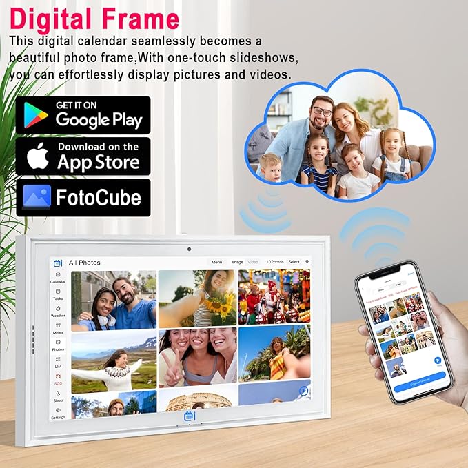 Digital Calendar wall touch screen 15.6",Electronic Calendar for family Planner and Chore Chart, WiFi Sync, , Meal Planner and Home Organizer, Syncs with Multiple Calendars(google calendar) Online, Horizontal, Vertical, and Wall Mountable