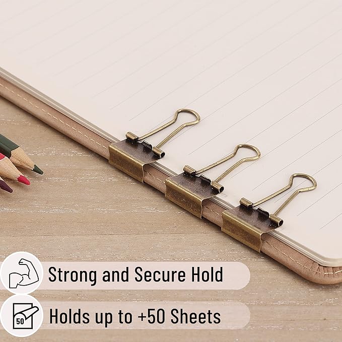 Mr. Pen - 50Pack Mini Bronze Binder Clips 0.75 in, Paper/Binder/Small Office Clips