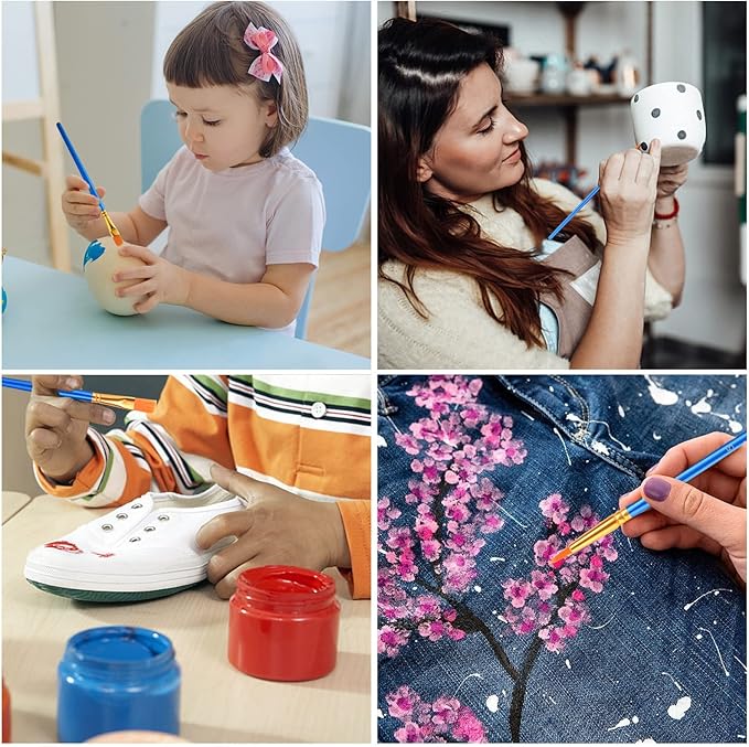 ESRICH Acrylic Paint Brushes Set, 16 Packs /160 Pcs, Nylon Brush Head, Suitable for Acrylic, Oil, Watercolor,Rock Body Face Nail Art,Perfect Suit of Art Painting, Best Gift for Kids Adult Drawing