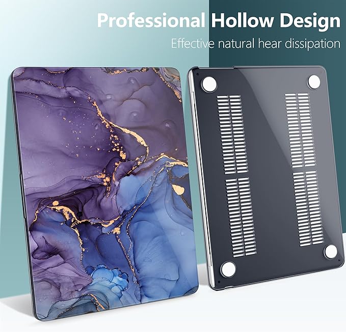 DONGKE Compatible with M4 MacBook Air 15 inch Case 2025 2024 2023 A3241 A3114 A2941 M3 M2 Liquid Retina Display Touch ID, Plastic Hard Case & Keyboard Skin & Screen Protector - Alcohol Ink Art