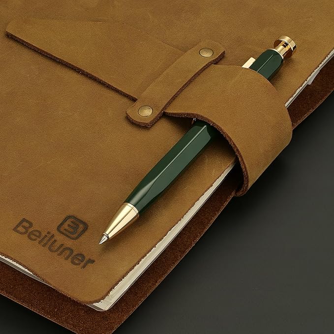 BEILUNER 312 Metal Gel Pen 0.5mm, Hexagonal Design, Green Piano Lacquer with 24K Gold Plated Accents, Includes One Refill, Professional Gel Pen Gift Box Set