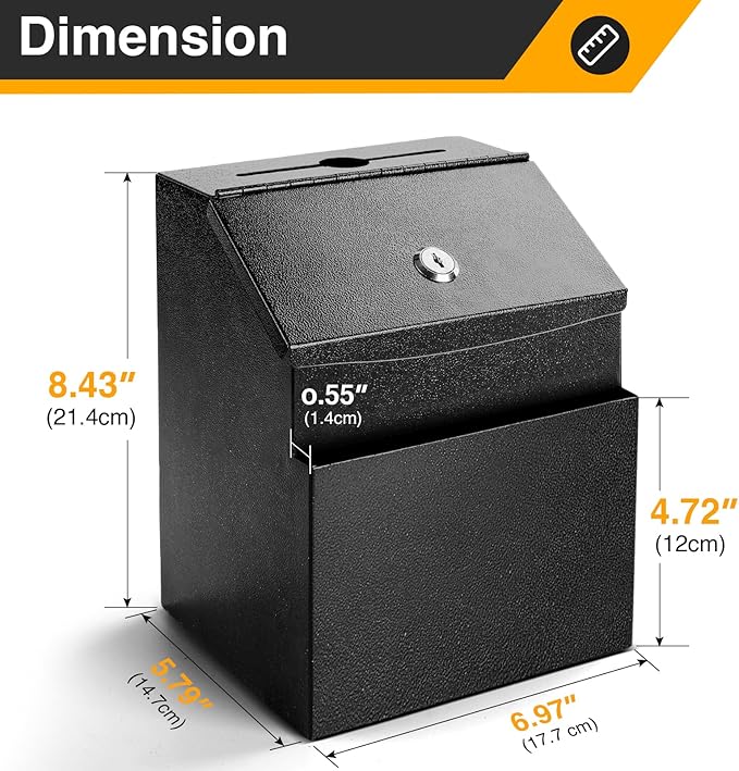 Suggestion Box with Slot and Lock 2 Pcs Metal 8.4 x 5.8 x 7.0 inch Built-In Storage Compartment 100 Suggestion Card Tip Jar Ballot Voting Prayer Comment Mailbox Booth Classroom Restaurant
