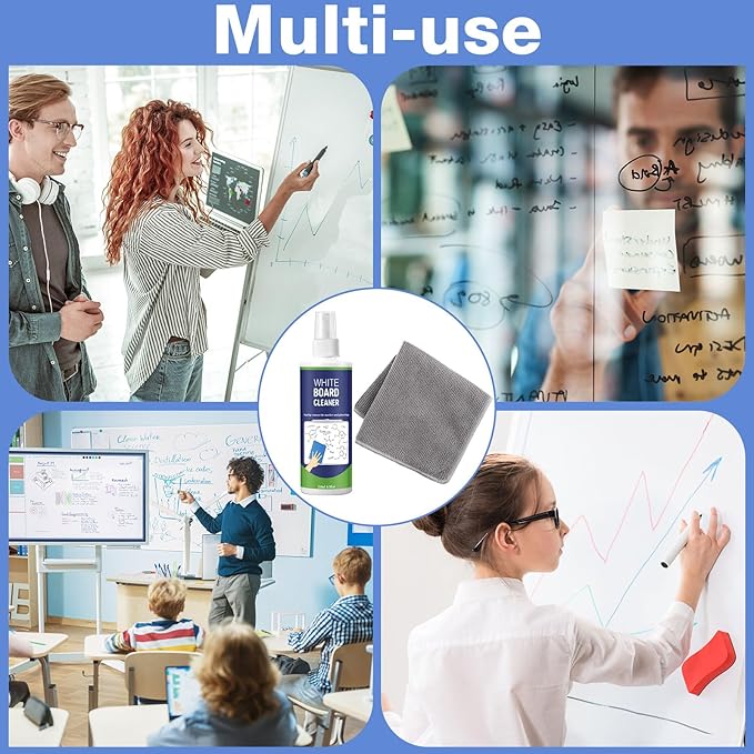 16 Pack Whiteboard Cleaner Spray 8.5oz Dry Erase Board Cleaner with 8 Cloths Non Toxic Dry Erase Cleaner Removes Stubborn Marks from Whiteboards