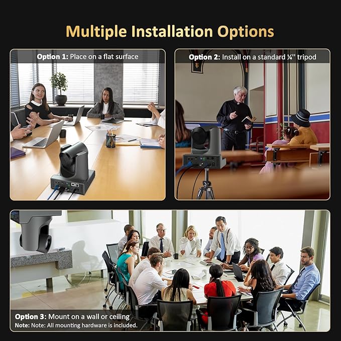 NexiGo PTZ Camera 20X Optical Zoom with PoE HDMI/3G-SDI/USB/LAN IP Streaming Outputs, Auto AI Tracking for Video Conferencing Live Streaming Meeting Church Services Worship Skype Zoom Teams OBS