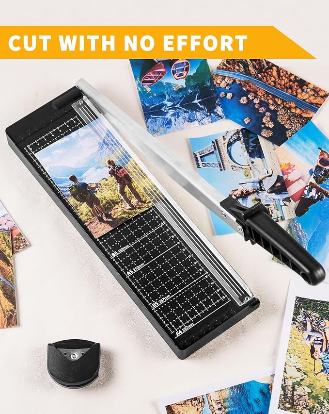 MAKEASY Paper Cutter 12 Inch, 8 Sheet Capacity, Heavy Duty Paper Cutter for Cardstock, Guillotine Paper Trimmer for Crafting, Classroom and Office