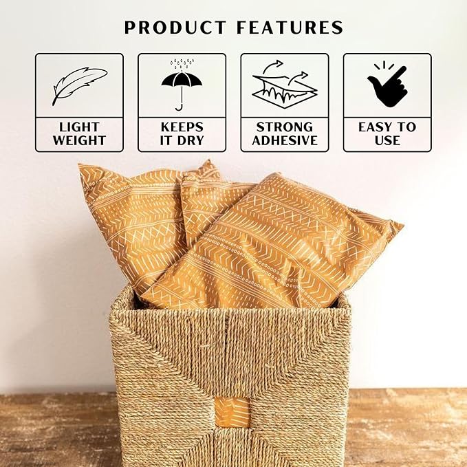 Poly Mailers 10x13 Inch 500 Pack Medium Shipping Bags Strong Thick Mailing Envelopes | Self Sealing Adhesive | Waterproof & Tear Resistant | Small Business Packaging for Clothing - Boho Brown