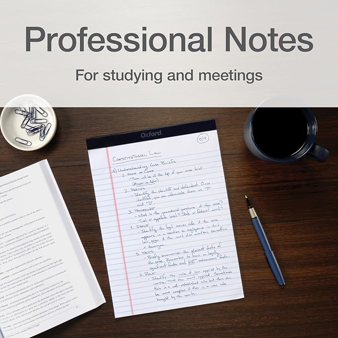 Oxford 8.5 x 11.75 Inch Legal Pads, 3 Pack, Wide Ruled on Both Sides, White Paper, 50 Perforated Sheets Per Writing Pad, Proudly Made in the USA (1017036)