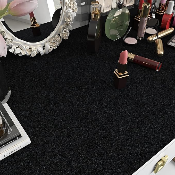 FunStick 15.8"x240" Self Adhesive Felt Fabric Sheets Black Velvet Fabric for Art and Crafts Soft Velvet Drawer Liner for Dresser Jewelry Box Peel and Stick Back Felt Sheets Thick Velvet Flocking Liner