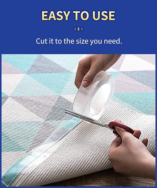 Double Sided Tape Strong Adhesive, Super Stick Large Tape Heavy Duty Mounting (20Ft x 1.2In), No Damage Wall Adhesive Clear Removable, Nano Decor Poster Tape