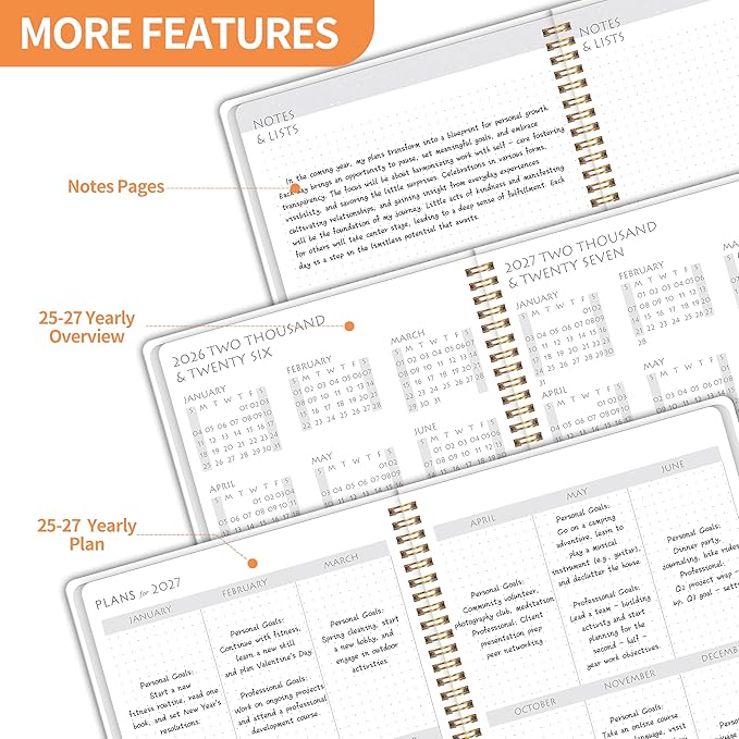 Monthly Planner 2025-2027, Simplified Monthly Calendar Planner, 24 Months Calendar, July 2025 - June 2027, 7.3" * 9.5", Waterproof Cover with Spiral Bound, for Office, School