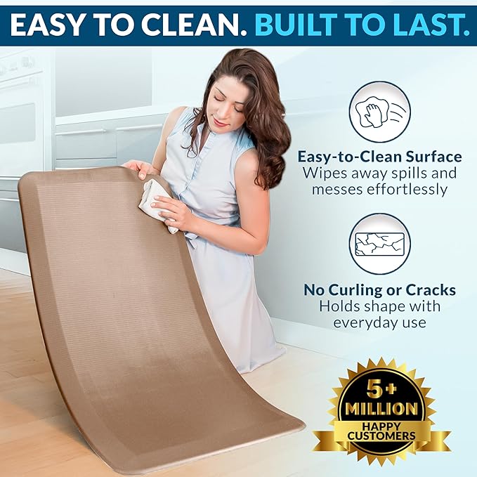 ComfiLife Anti Fatigue Floor Mat – 3/4 Inch Thick Kitchen Mats for Floor, Standing Desk Mat, Kitchen Rug – Comfort at Home, Office – Durable – Stain Resistant – Non-Slip Bottom (20" x 39", Beige)