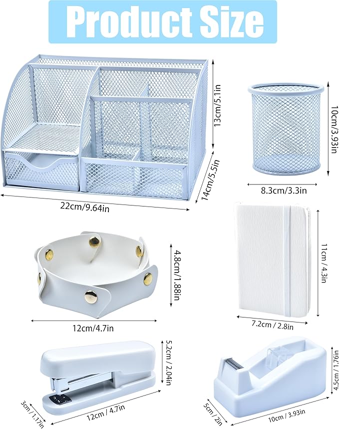 White Desk Accessories, 25Pcs White Office Supplies and Desk Organizers, with Tape Dispenser, Stapler, Staple Remover, Ect, Christmas Gifts