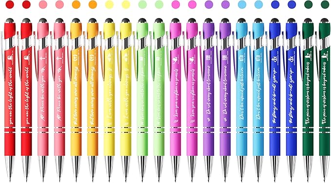 Christian Pens 2-in-1 Stylus Inspirational Bible Verse Pens Bulk Christian Gifts for Men Women Appreciation Gifts for Coworkers Smooth Writing Black Ink for Office School Supplies 20-Pack
