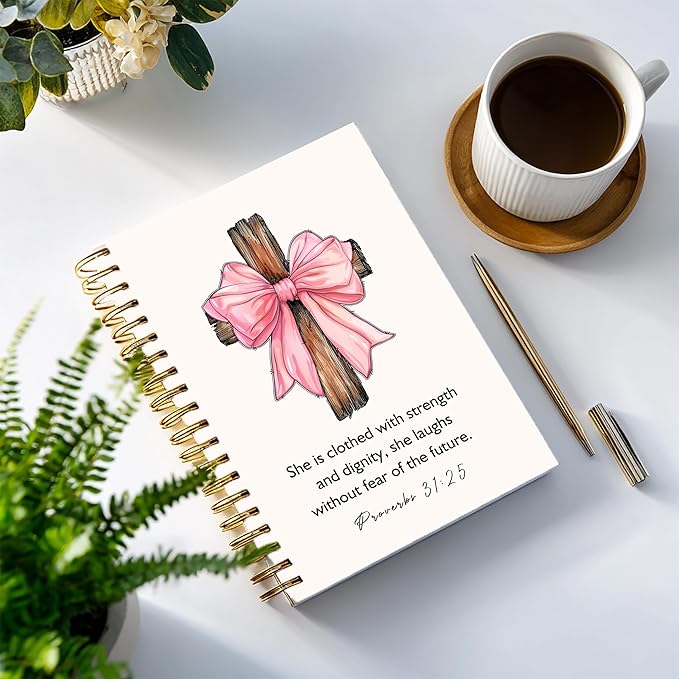 YOU FOUND ME Bohemian A5 Spiral Notebook with Rainbow Notebook- this is Our Happy Place, Inspirational Notebooks for Women, Bible Study, Gift for Birthday Christmas, Office Supplies (PINK BOW)