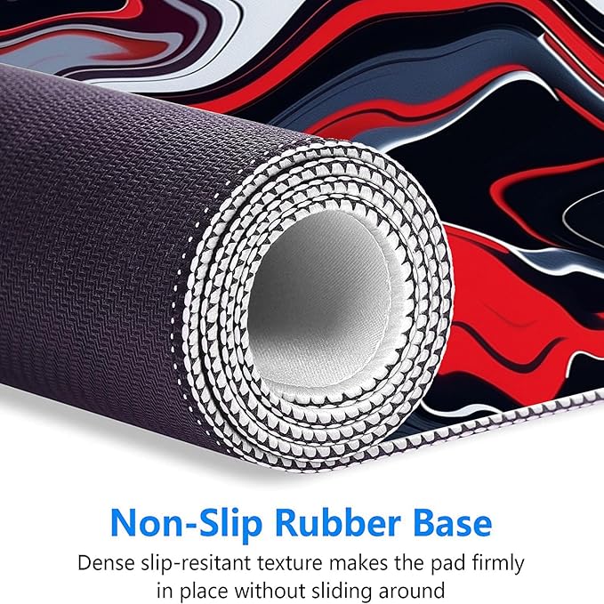 Red Marble Fluid Gaming Mouse Pad Desk Pad Abstract Black White Mousepad XL Large Gaming Mouse Pad Laptop Keyboard Mat Desk Pad Office Home Decor for Women Girl 31.5"x11.8"