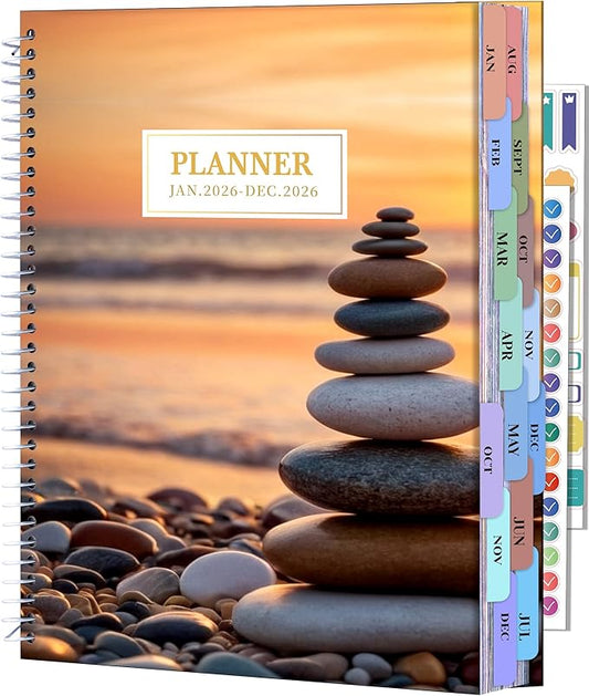 CAGIE 2026 planner Weekly and Monthly Jan 2026-Dec 2026 Hardcover Hourly Daily Planners for Women 26 Calendar Planner with Stickers Spiral Bound Yearly Agenda, 8.5 x 11