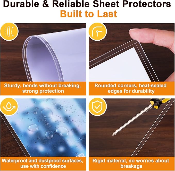 Ndsox 5 Pack 8.5" x 14" Rigid Print Protectors Clear Hard Plastic Page Sheet Protectors Top-Loading Rigid Menu Holders for Legal Size Paper, Documents, Photographs, Posters, Prints, Birth Certificates