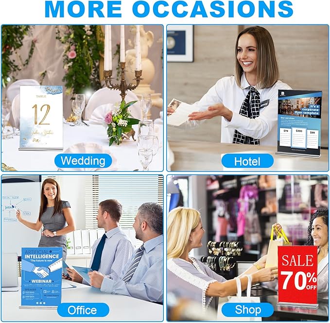 EHWINE 24 Pack Acrylic Sign Holder 4x6, Double-Sided Stand up Table Top Sign Holders, Clear Acrylic Picture Frame Paper Holder Display Stand for Office Business Store Wedding Party