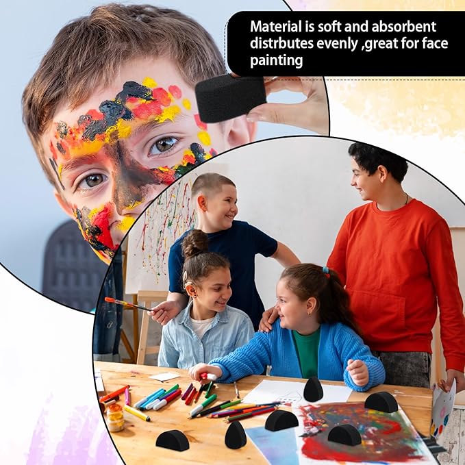 Ymapinc 24 Pcs Face Painting Make Up Sponges, Petal Oval+Water Drop Shaped Face Paint Black Sponge Brush Body Makeup Party Supply Art Work DIY Facial Paint Stencil Tools