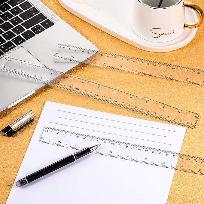 Chuangdi 20 Pieces 12 Inch Rulers Bulk Plastic Colorful Rulers for Kids Student Classroom School Office(Classic,Clear Color)