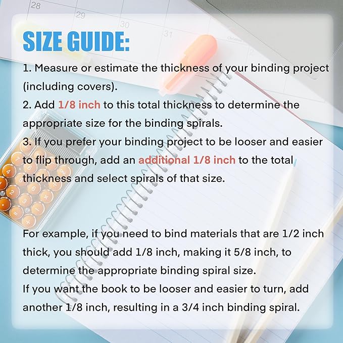 TOTiyea 100 Pack Plastic Spiral Binding Coils, 12mm(1/2") Binding Spirals, 90 Sheet Capacity, 4:1 Pitch, Black