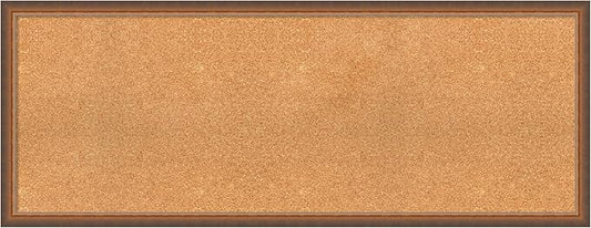 Amanti Art Natural Cork Board for Wall, 20x52 Vision Board with Bronze Frame, Oversize Corkboard Office Decor for Home Organization, Modern Corkboard Pinboard to Display Items for Home Organization