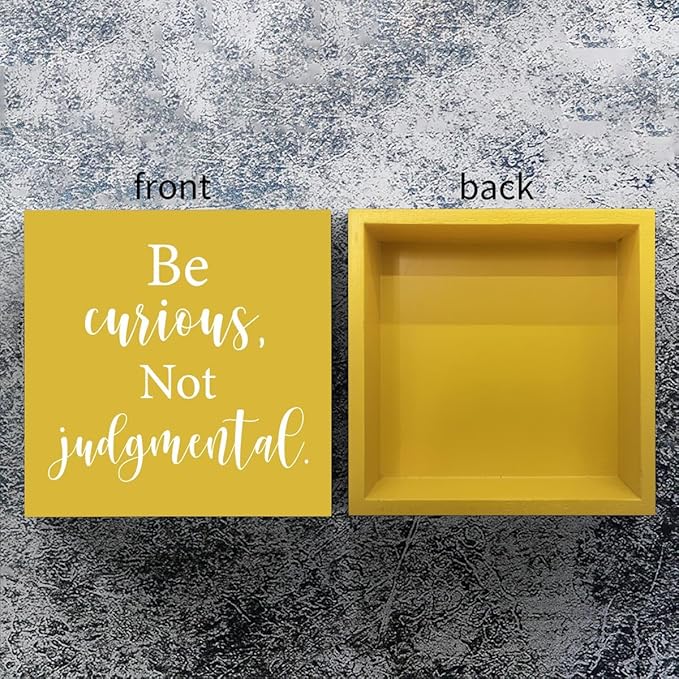 Inspirational TV Show Merchandise Wooden Box Sign Decorative Soccer Coach Gifts Office Desk Decor for Tabletop Bookshelf Tiered Tray Home Farmhouse Bedroom Library Rustic Square Wall Decor Yellow