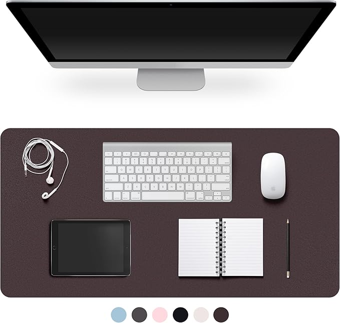 CADONO Leather Desk Pad Protector, Non-Slip PU Leather Large Mouse Pad, Easy Clean Desk Protector Mat, Writing Pad for Office/Home/Decor (Coffee, 23.6" x 13.7")