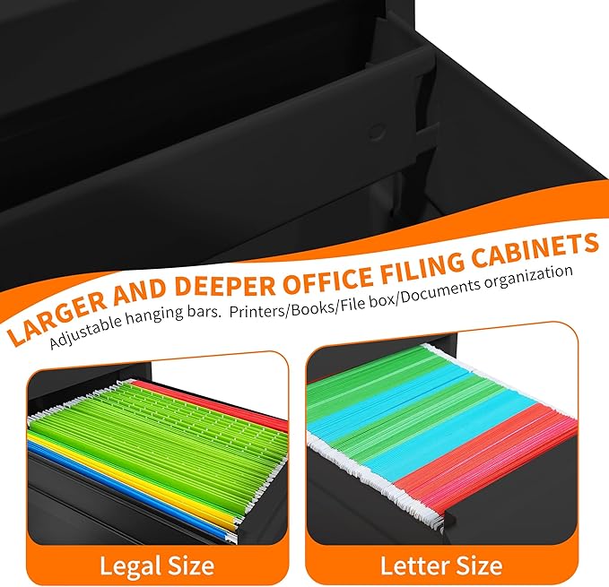 Metal File Cabinet with Drawer Heavy Duty Locking File Cabinets Home Office Steel Filing Cabinet Vertical File Cabinets for Legal/Letter Size File,Assembly Required