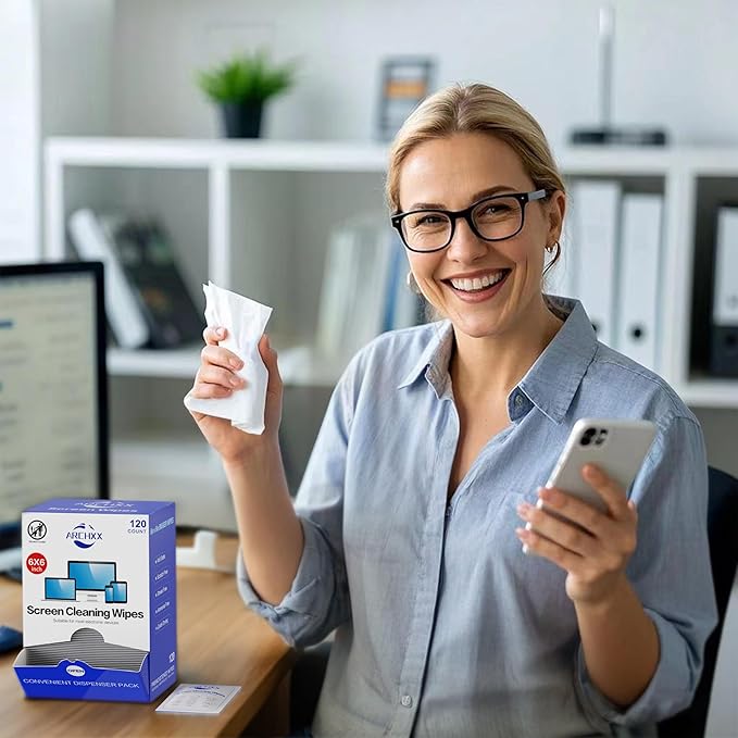 Screen Wipes for Electronics, 240 Count 6"x6" Pre-Moistened Screen Cleaner for Screens, Computer,Laptop,Tablet,Phone,Monitor,Car Screen Cleaner, Lens Wipes Individually Wrapped