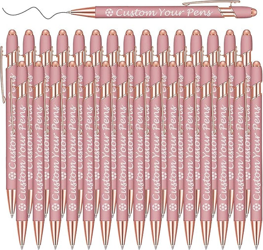 Amlion Personalized Custom Pens with Name Engraved Logo Text,30 Customized Writing Stylus Pen Promotional Item Gift for Men Women Office Business Wedding-Rose Gold