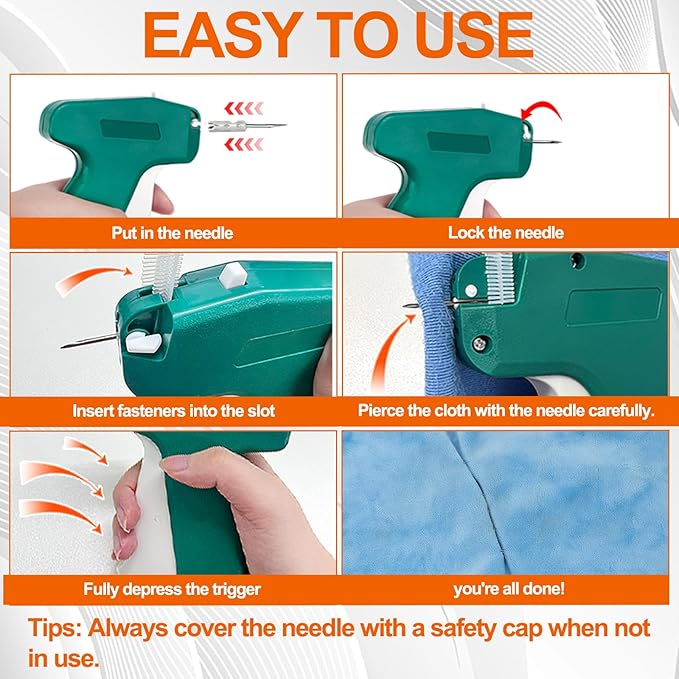 Stitch Gun for Clothes with Case, Mini Stitch Gun for Clothes, Quick Clothing Fixer, Quilting Hemming Gun Kit with 6 Needles, 1500 White & 1500 Black Fasteners (Standard)