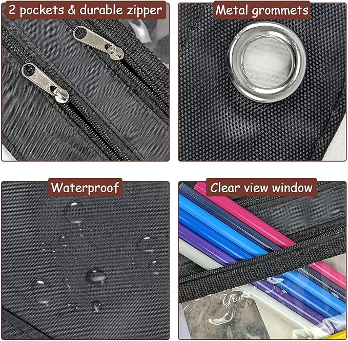 YoeeJob 1 Pack Pencil Pouch for 3 Ring Binder, Expandable Binder Pouches with Zipper, Large Capacity Pen Holder Case with Clear Window School Class Office Organizers, Black